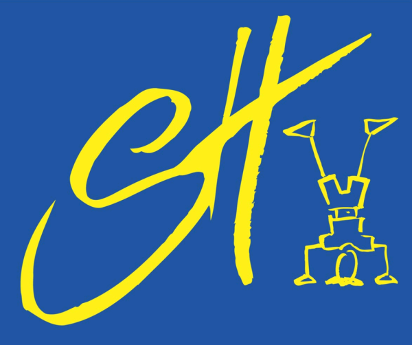 Logo des Sporthelfer-Programms der Sportjugend NRW. Abgebildet sind ein S und H als Abkürzung für Sporthelfer und ein Strichmännchen, dass einen Handstand macht.
