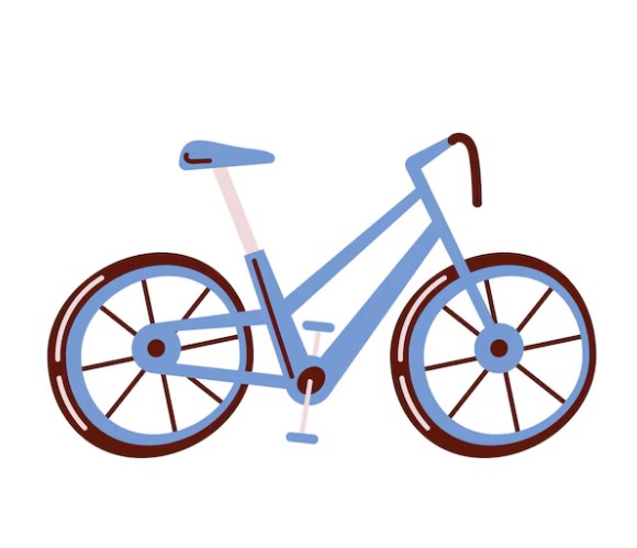 Es ist ein blaues Fahrrad im Comis-Stil zu sehen. 